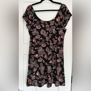 SO dress, black with warm paisley print, size L